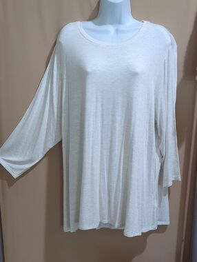 H by Halston Relaxed Scoop Neck Long-Sleeve Top - White